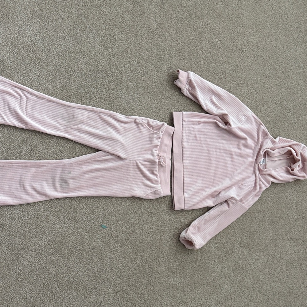 Carter's Light Pink Ribbed Hoodie & Jogger Pajama Set